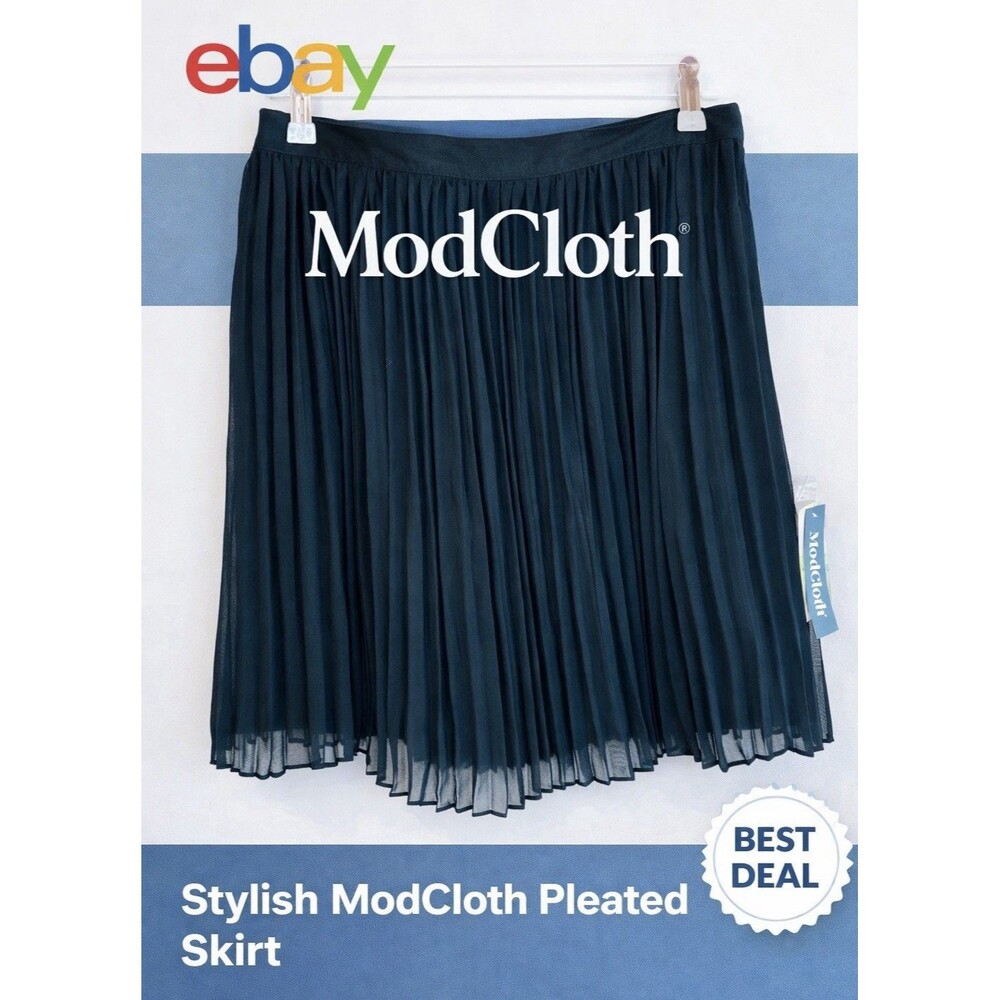 NWT Modcloth Women's Black Pleated Mini Skirt Size Xs/2 Lined Retro style Flowin